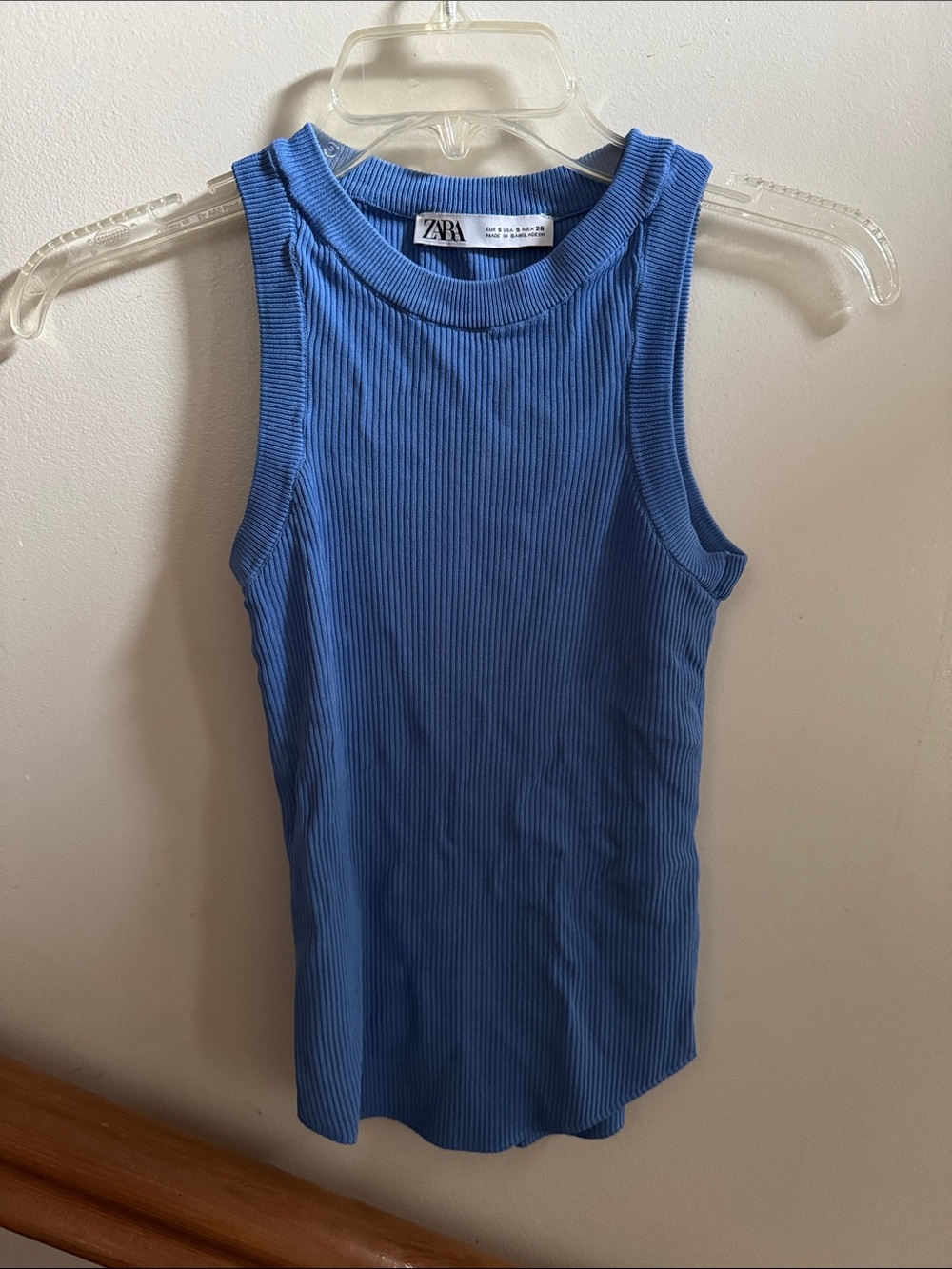 Zara Ribbed Tank Top in Cornflower Blue